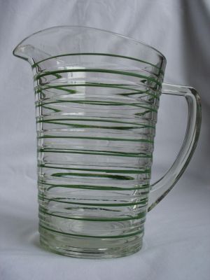 Striped and ridged water jug
Unknown. Davidson Norman?
Keywords: sold;barware;british;enamelgilt