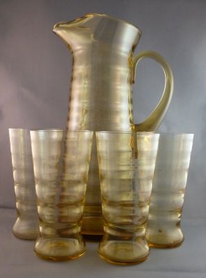 Light amber water set 
1970s. Continental
Keywords: sold;barware