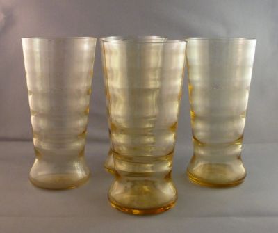 Light amber water set 
Ribbed glasses
Keywords: sold;barware