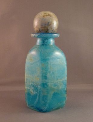 Malta Decorative Glass square bottle
Flat ground base showing grinding marks
Keywords: blown;sold