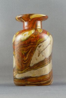 Malta Decorative Glass square bottle vase
Flat ground base showing grinding marks
Keywords: blown;vase;sale