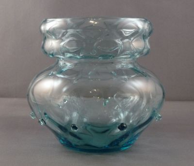 Whitefriars Mount Jerizim vase, blue
Designed by Harry Powell. 1909. Pat. No. 1251
Keywords: blown;sold;vase