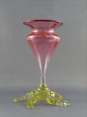 Cranberry and uranium "Audrey"
Victorian. Likely English
Keywords: blown;british;vase