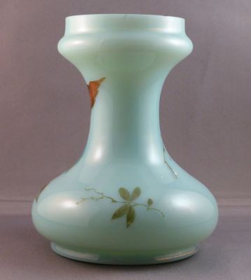 Uranium-blue Tye-shape hyacinth vase with enamelling
Probably Bohemian

Keywords: blown;vase;czech;enamelgilt