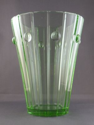 Large bucket vase with roundels and panels
Inwald? Czech? Highly polished base
Keywords: czech;pressed