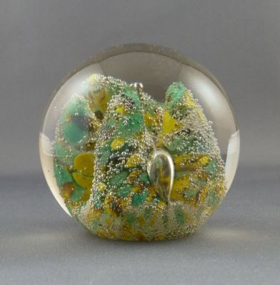 Green and yellow with bubbles
Slightly pinkish/brown glass
