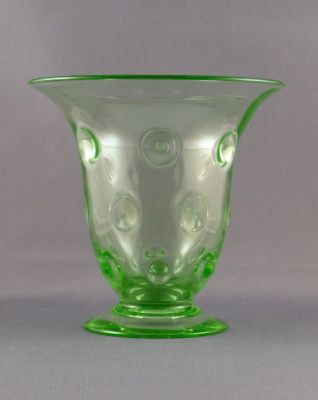 Webb Gay Glass Bullseye vase
Spring Green. Marked Webb Made in England
Keywords: british;blown;vase