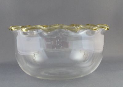 Walsh Walsh? amber uranium fluted rim finger bowl
Polished pontil mark. Lead crystal
Keywords: blown;british;table