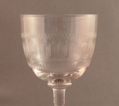 Plate-etched sherry 2
Zig-zag and square design
Keywords: barware;blown;british;table;sold