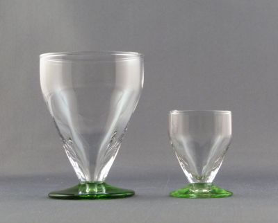 Optic rib green uranium foot sherry and shot glasses
Keywords: barware