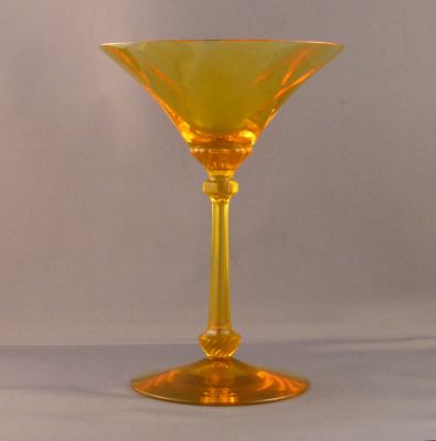 Heisey Albemarle champagne saucer
Marigold c 1929. Made for one year
Keywords: american;barware;pressed