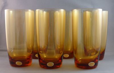 Krosno amber water set
13 cm tall glasses
Keywords: barware;blown;sold