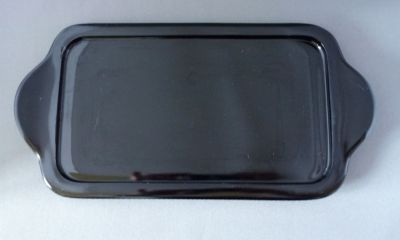 Leerdam black tray
1930s. No.2063. Small
Keywords: pressed;table