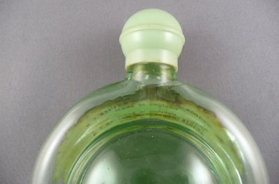 Sjedinjene Tvornice Stakla (STS) Abel? flask perfume bottle
RJ Reuter Co. Ltd, Slough. Graces Guide 1929 "Manufacturers of High-class Perfume Sprays, Sponge Bags, Holdalls, Powder Puffs, etc."
Keywords: blown;bottle
