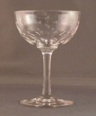 Champagne coupe, star cut with olive cuts
Lead crystal
Keywords: blown;cut;sold