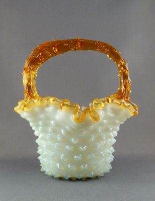 Harrach Victorian posy basket B
Opal glass, not uranium. See also [url=http://lustrousstone.co.uk/cpg/displayimage.php?pid=932]this basket[/url] 
Keywords: vase;sold;czech