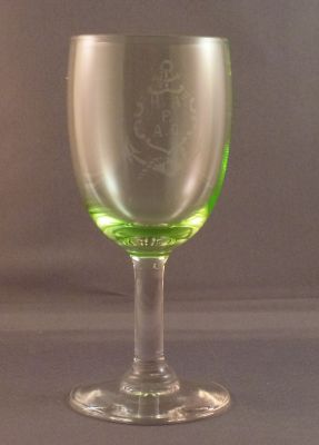 Shipping crest wine glass
Uranium bowl
Keywords: barware;blown;cut