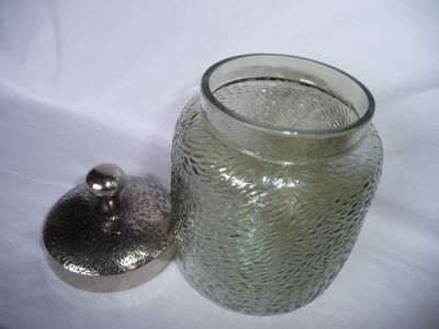 Silvered mould-blown jar
Unknown. Lid design matches the glass
Keywords: sold;blown;table