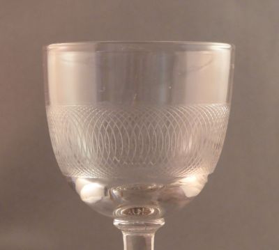 Plate-etched sherry 1
"Spirograph" pattern
Keywords: barware;blown;british;table;sold