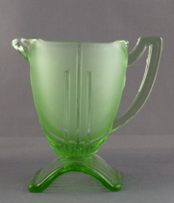 Stölzle milk jug, green
No. 18955 Part frosted. Heřmanova huť
Keywords: czech;pressed;table