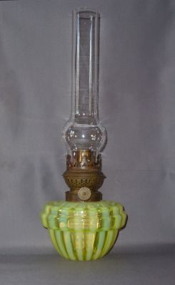 Opalescent stripe oil lamp
Bracket lamp
Keywords: blown;oillamp;light