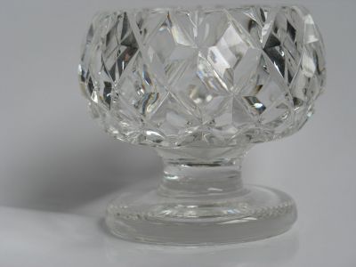 Walsh/Tudor Crystal pedestal salt
Cut glass
Keywords: sold;blown;cut;table