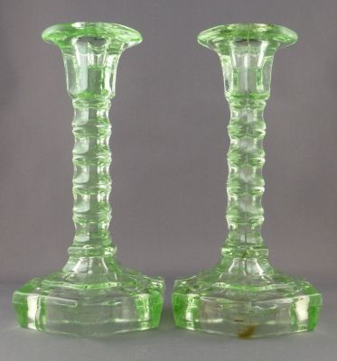 Walther Mary candlesticks
Taller, scalloped rim
Keywords: pressed;german;sold;bathbed;candle