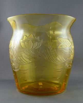 Webb Gay Glass cut waterlily vase
Sunshine Amber. Unmarked
Keywords: british;cut;vase