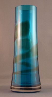 Whitefriars 9707
Kingfisher and green. Geoffrey Baxter 1969
Keywords: blown;sold;vase